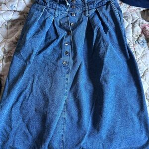 High Rise Vintage Denim Maxi Skirt